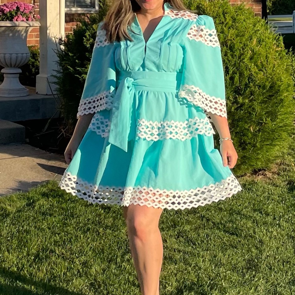 AMARANTE Dress with White Lace Trim